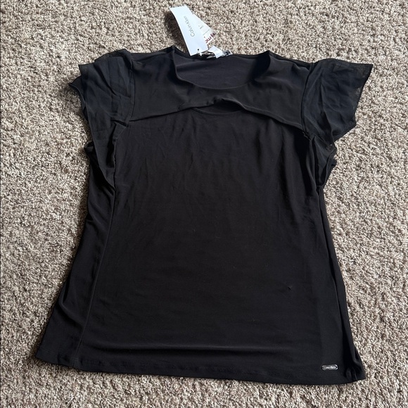 Calvin Klein black flutter sleeve blouse size medium - Picture 1 of 7